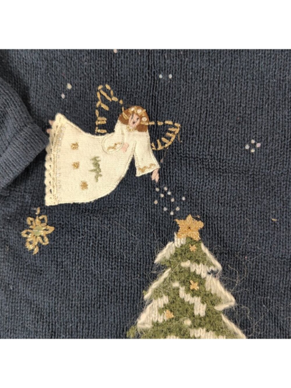 Northern Reflections Embroidered Angel Cardigan XL Navy Blue Christmas Winter - Picture 6 of 14